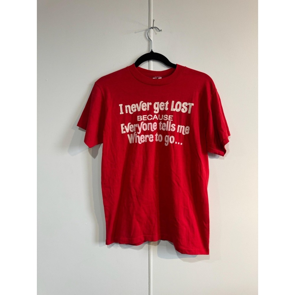 Vintage Downerwear Shirt Mens Large Red I Never Get Lost Funny Tee T-Shirt